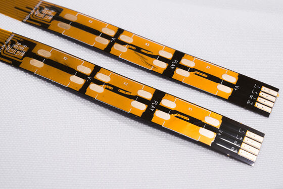 kupować Produkcja LED pod kluczem: Elastyczna konstrukcja płyt PCB, Panel oświetlenia otoczenia samochodowego 2835 RGB Podwójna warstwa płyty obwodowej FPC, dwustronna żółta folia, biały tekst, powierzchnia pokryta złotem żółta tablica online manufacture